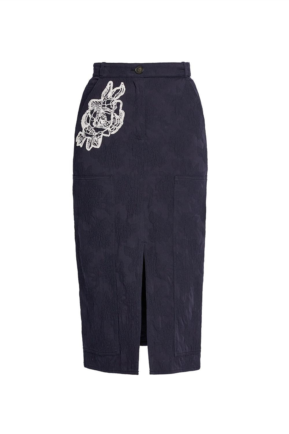 Embroidered Midi Skirt