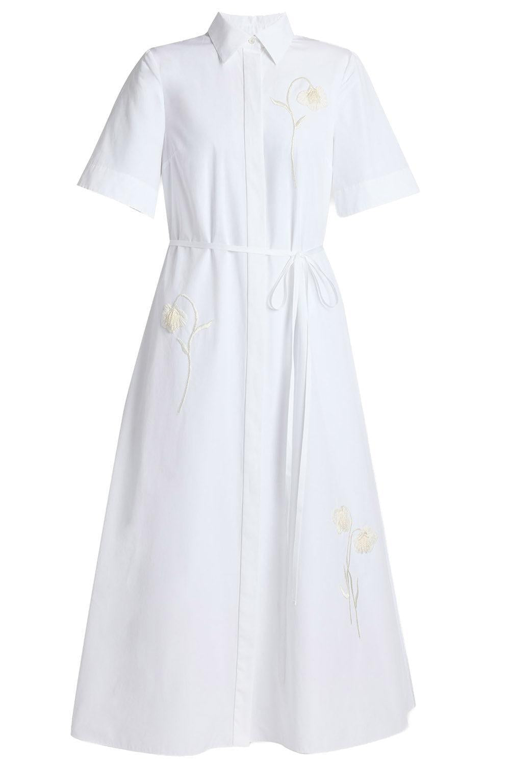 Embroidered Midi Shirt Dress-WHITE-4-CLOTHINGDRESSCASUAL-ERDEM