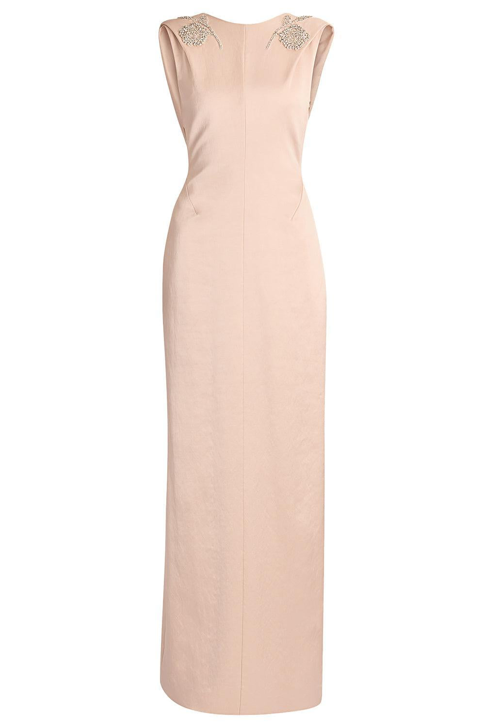 Embroidered Sleeveless Draped Gown-PINK-2-CLOTHINGDRESSCOCKTAIL-ERDEM