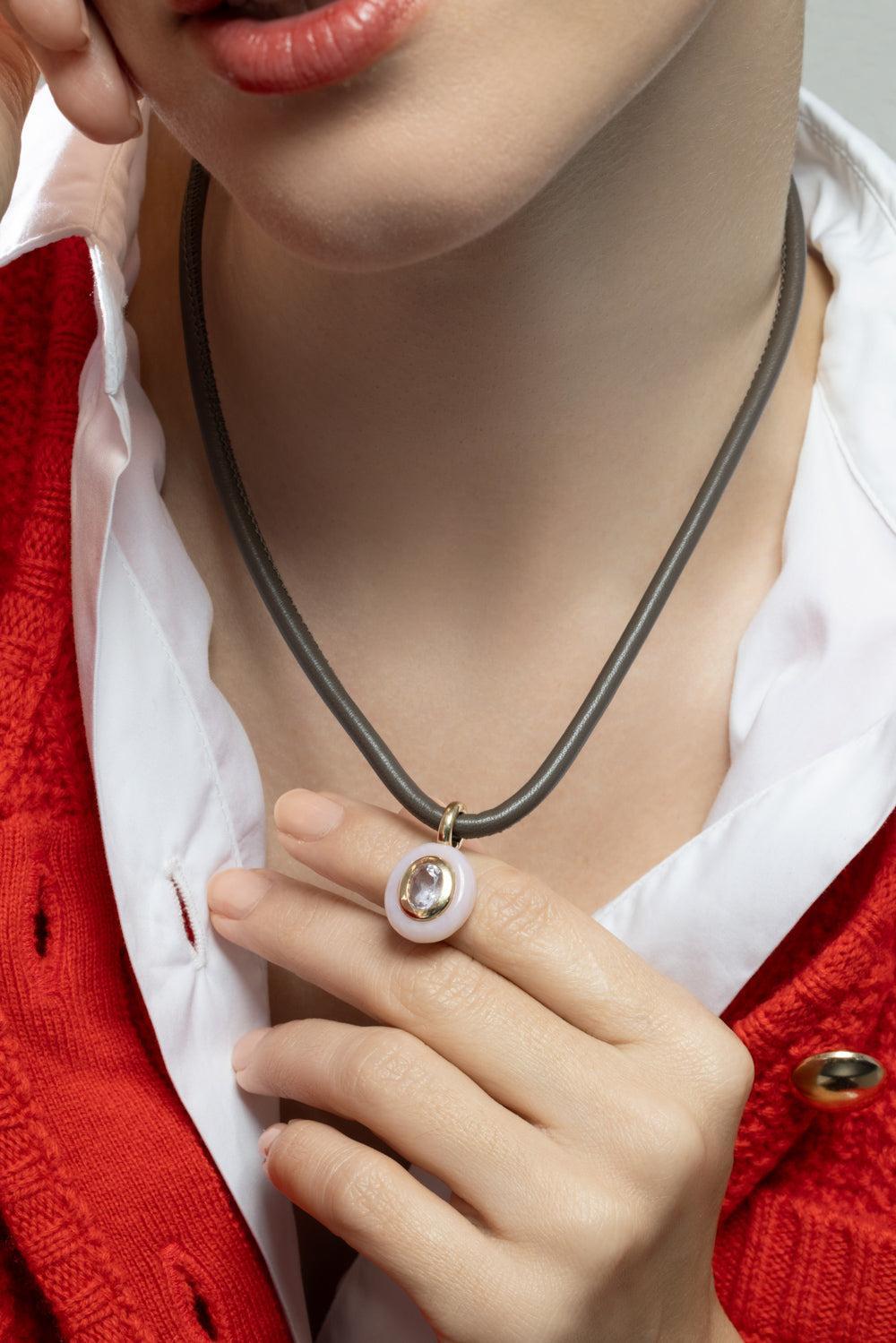 Double Italian Torque Necklace - Taupe-TAUPE-JEWELRYFINE JEWELNECKLACE O-MASON & BOOKS
