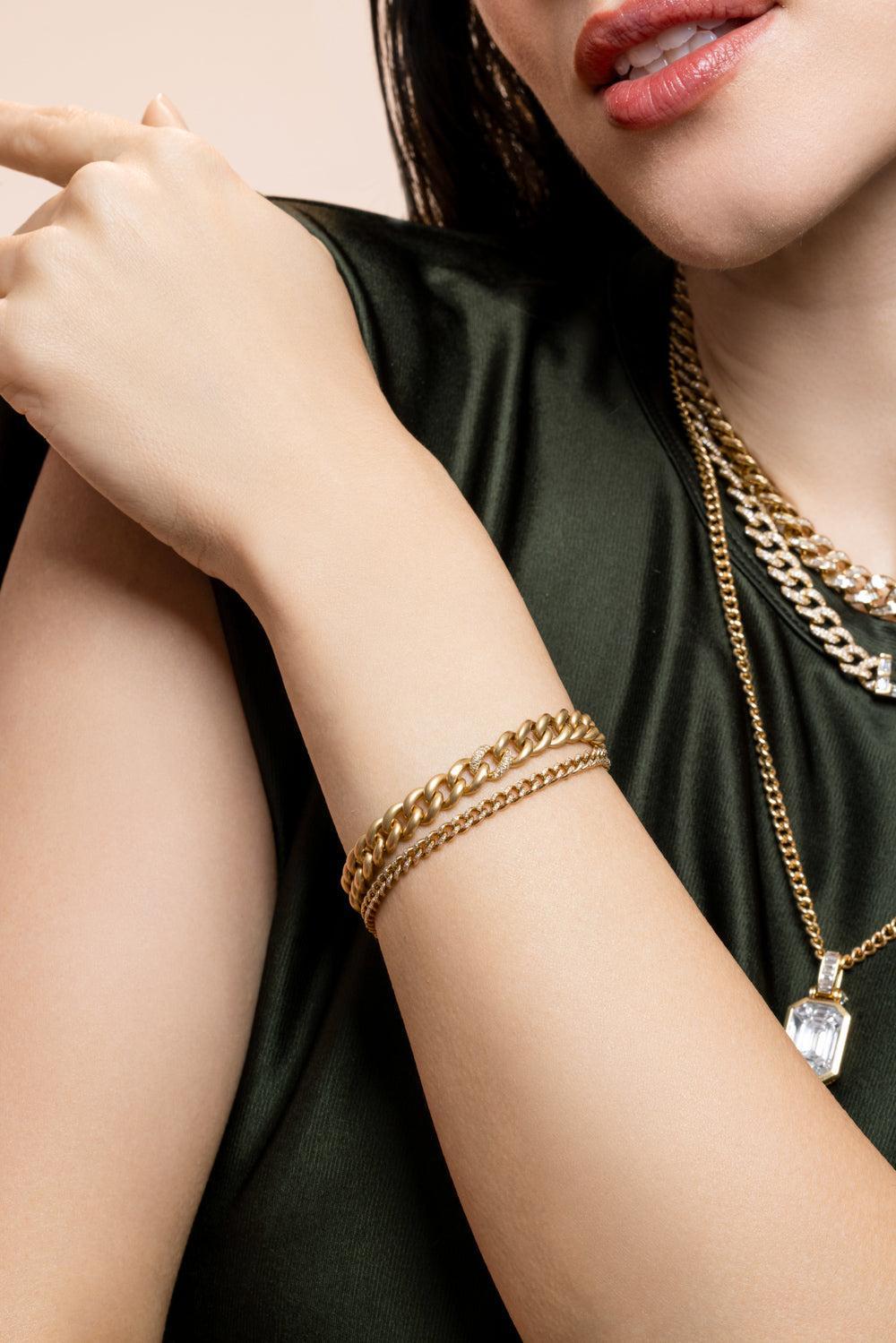 Diamond Baby Link Bracelet-YELLOW GOLD-JEWELRYFINE JEWELBRACELET O-SHAY JEWELRY