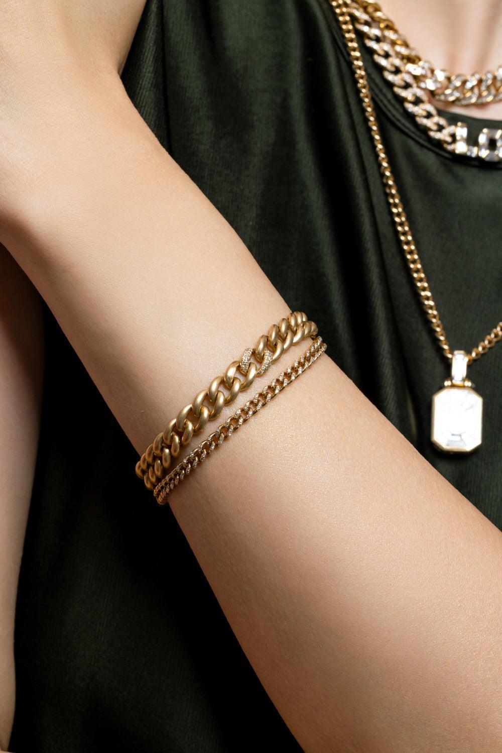 Diamond Medium Matte Bracelet-YELLOW GOLD-6.5-JEWELRYFINE JEWELBRACELET O-SHAY JEWELRY