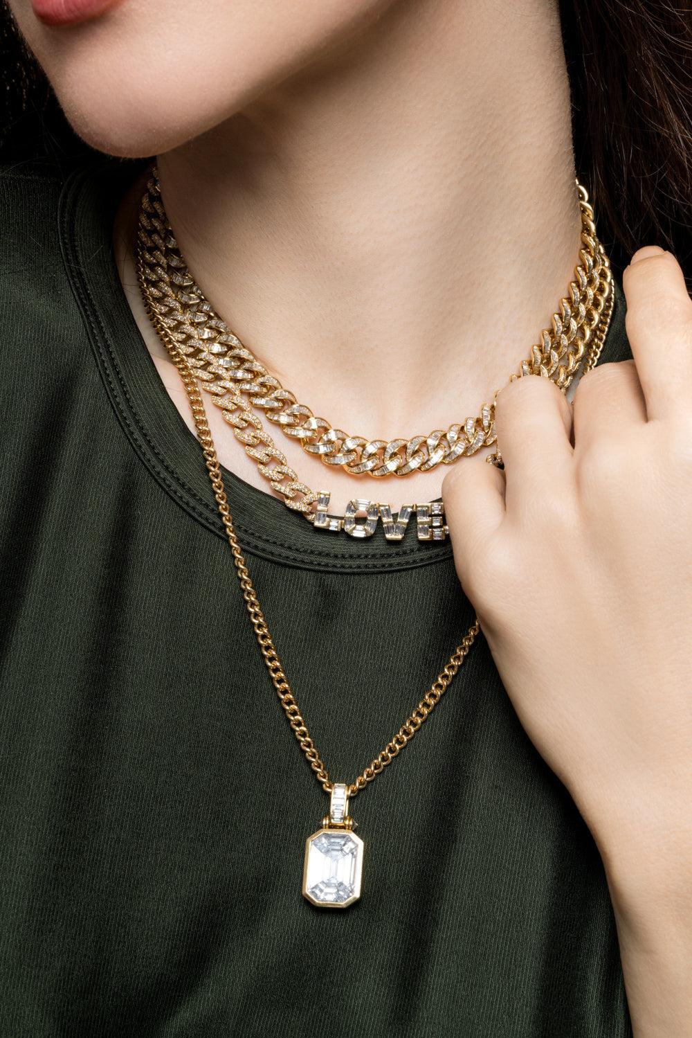 Diamond Illusion Large Pendant Necklace-YELLOW GOLD-22-JEWELRYFINE JEWELNECKLACE O-SHAY JEWELRY