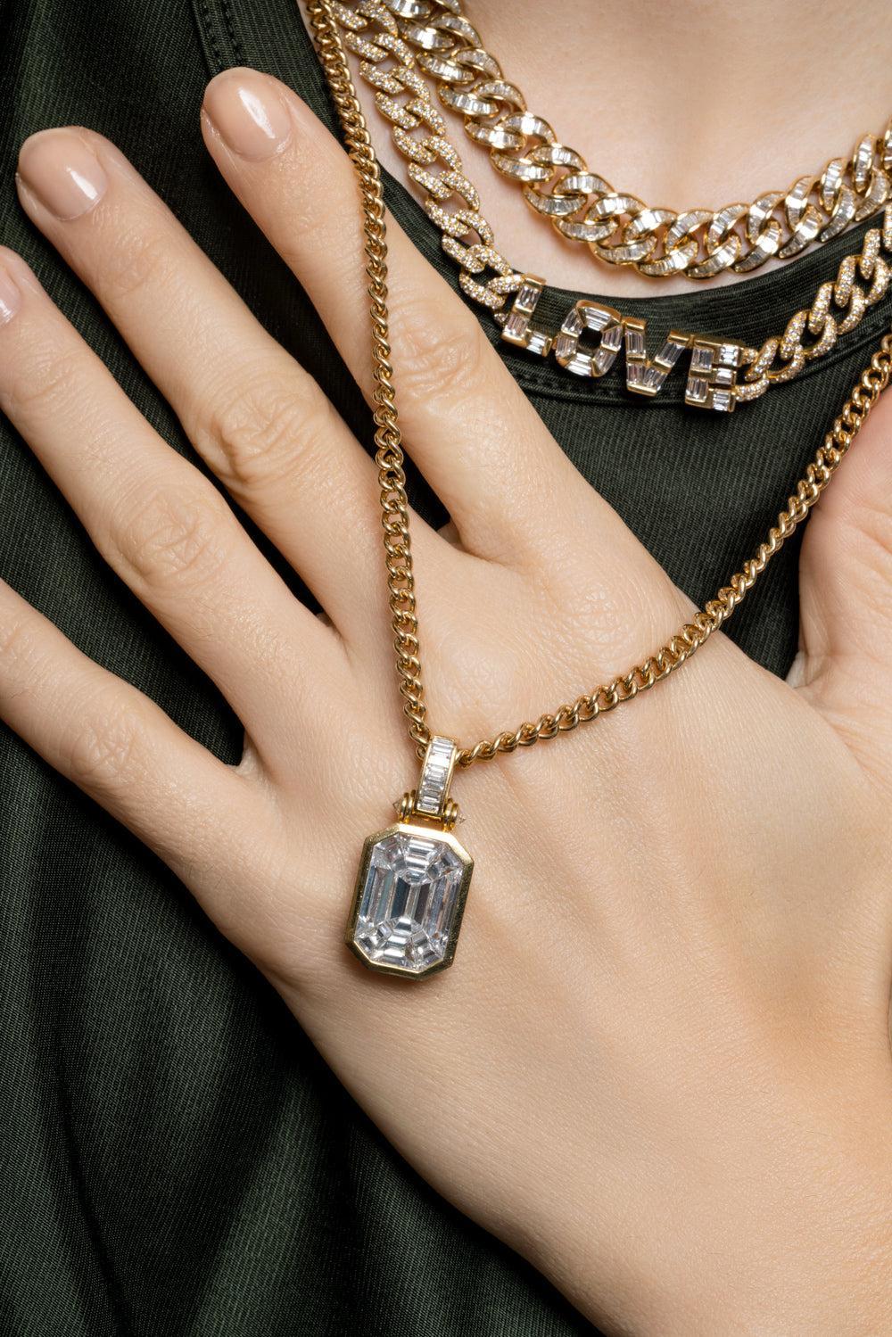 Diamond Illusion Large Pendant Necklace-YELLOW GOLD-22-JEWELRYFINE JEWELNECKLACE O-SHAY JEWELRY