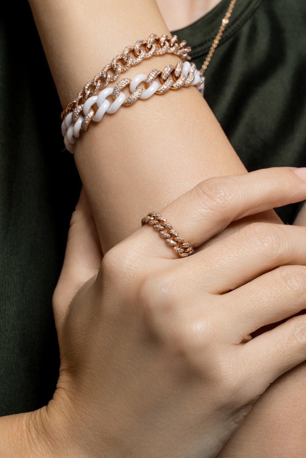 Diamond Mini Link Ring-ROSE GOLD-7-JEWELRYFINE JEWELRING-SHAY JEWELRY