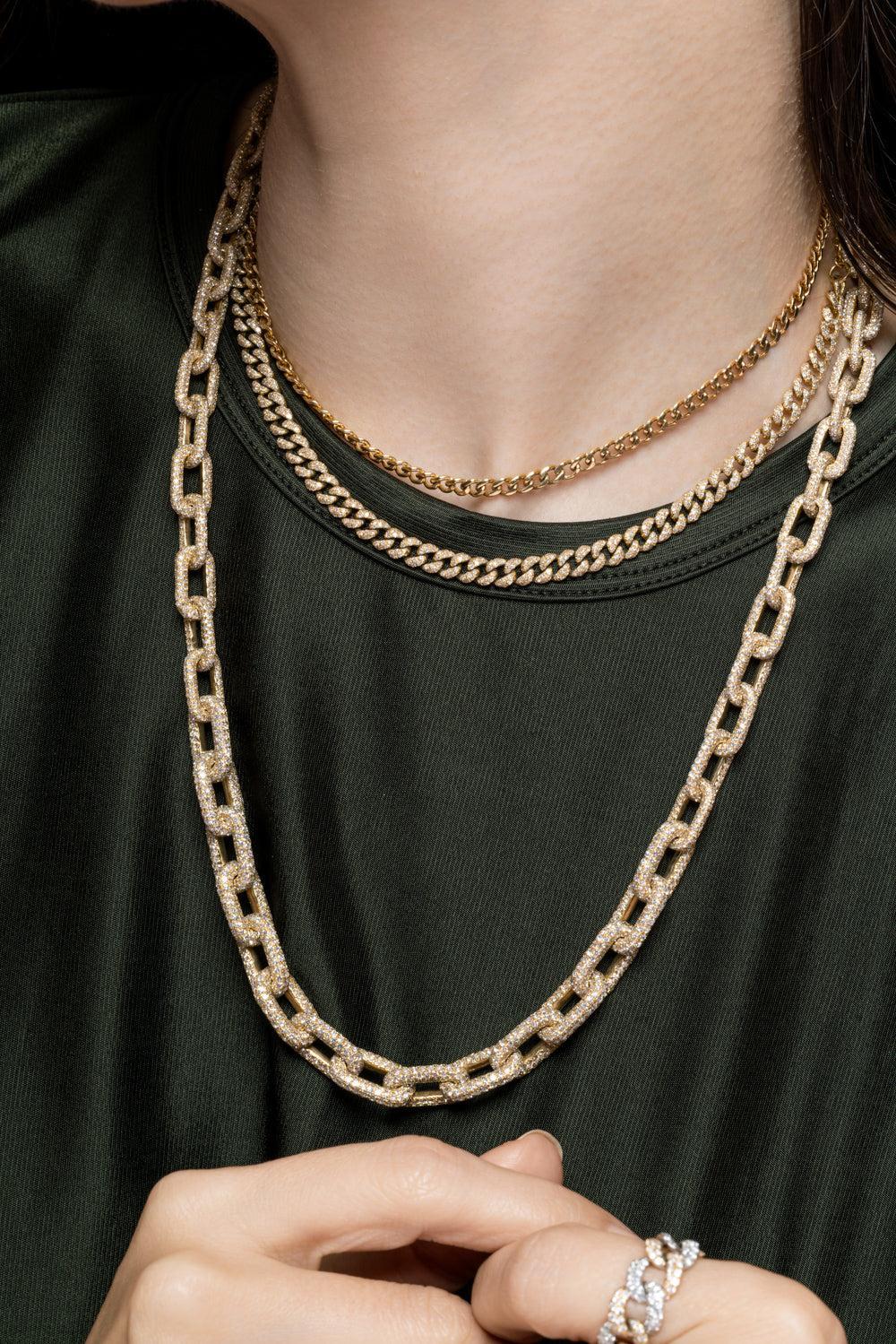 Mini Pave Link Choker-YELLOW GOLD-JEWELRYFINE JEWELNECKLACE O-SHAY JEWELRY