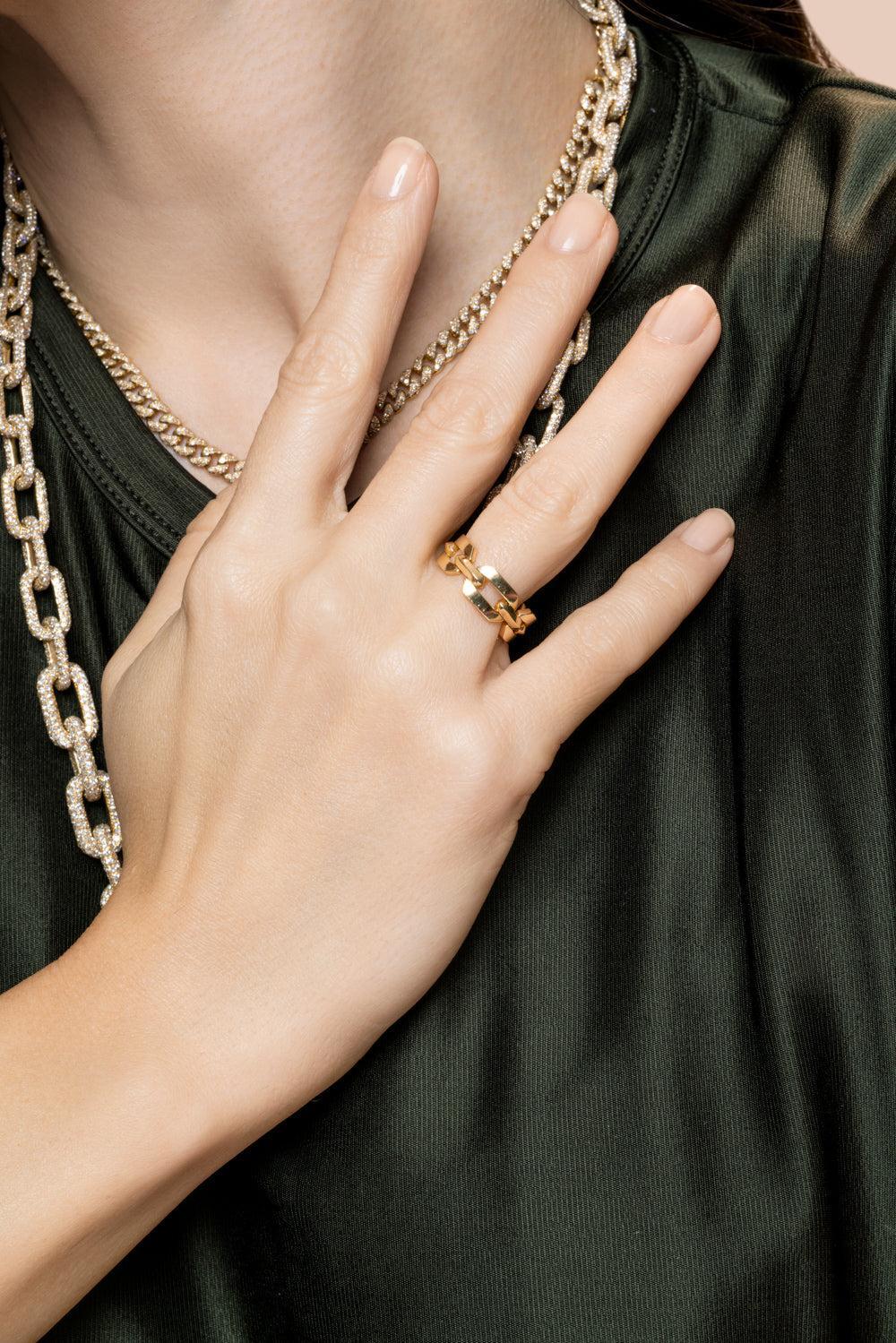 Flat Geo Link ring-YELLOW GOLD-7-JEWELRYFINE JEWELRING-SHAY JEWELRY