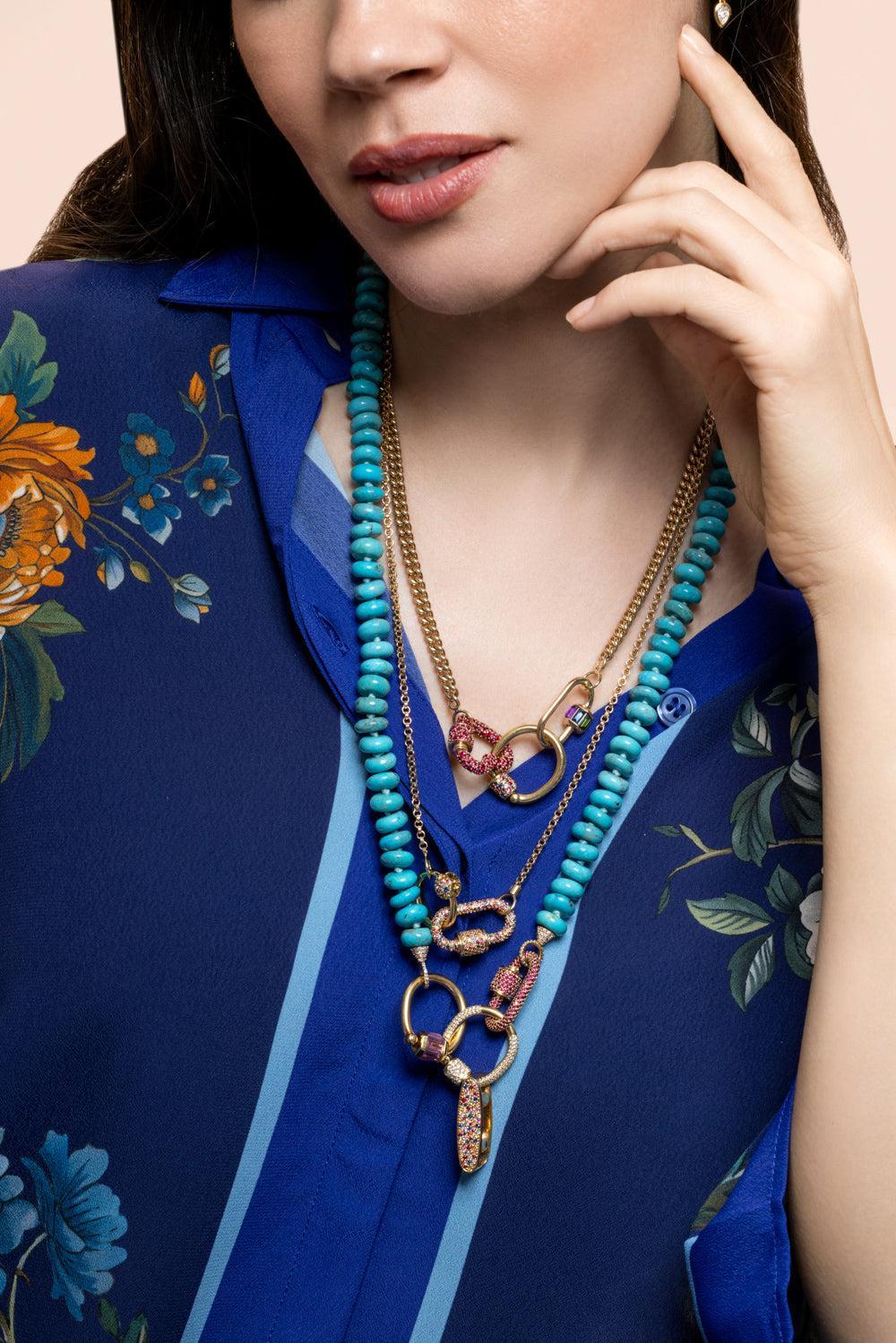 Mixed Sapphire The Stone Trundle Lock Ring-YELLOW/GOLD-7-JEWELRYFINE JEWELRING-MARLA AARON