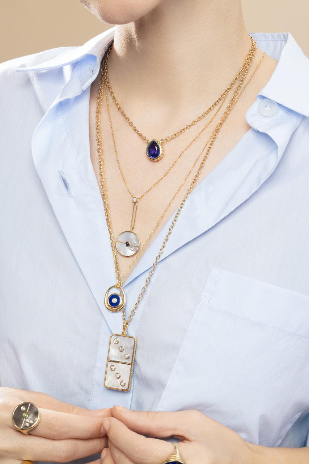 Pearl Diamond Classic Domino Necklace-YELLOW GOLD-24-JEWELRYFINE JEWELPENDANT-RETROUVAI