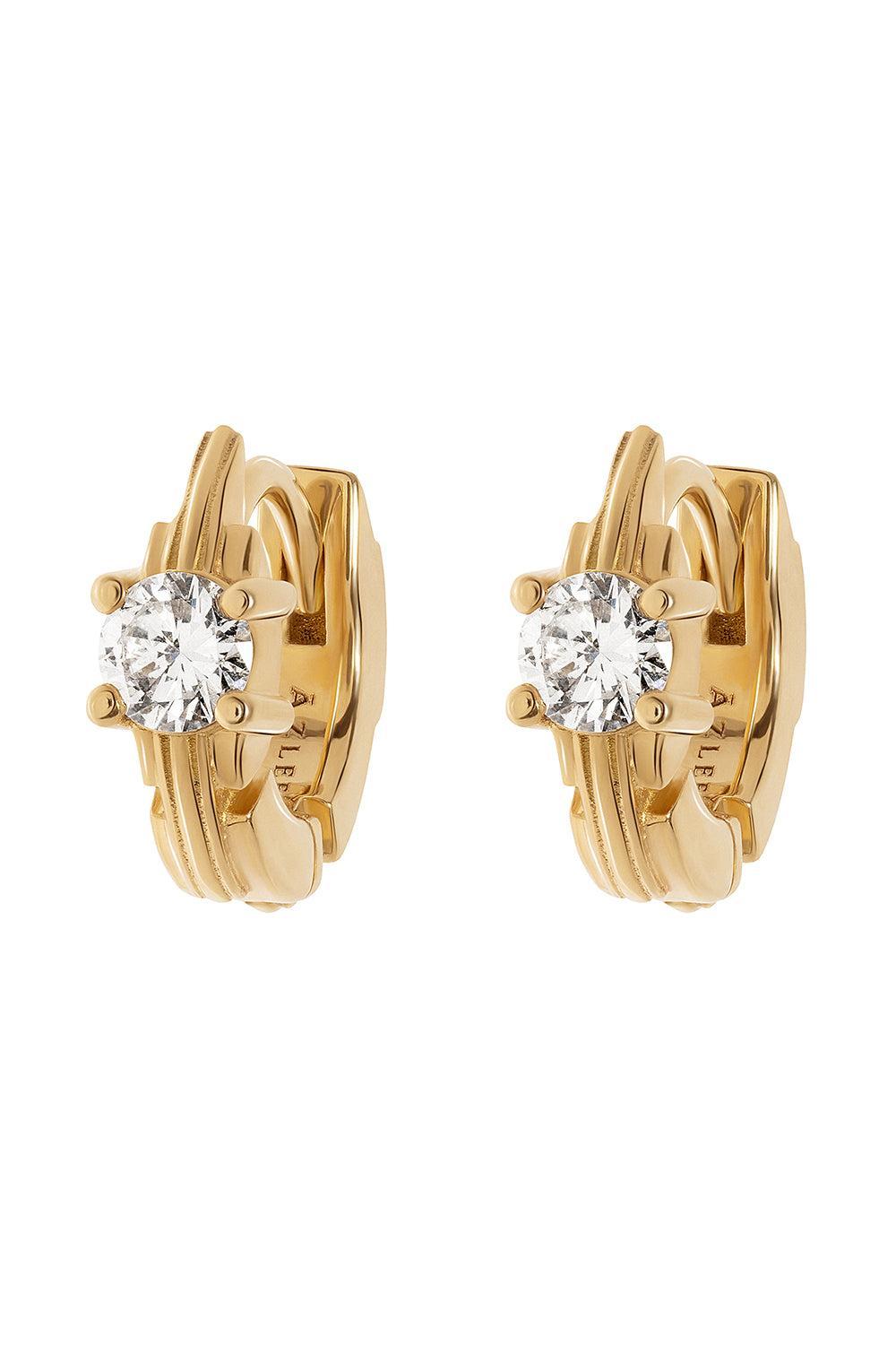 Large Pirouette Diamond Huggie Earrings-YELLOW GOLD-JEWELRYFINE JEWELEARRING-AZLEE