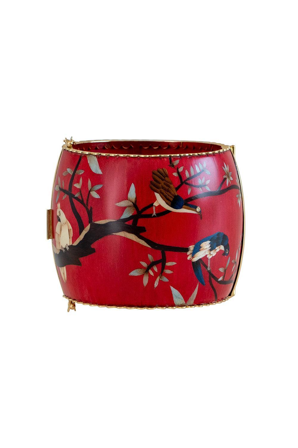 Bird Branch Marquetry Bracelet-YELLOW GOLD-JEWELRYFINE JEWELBRACELET O-SILVIA FURMANOVICH