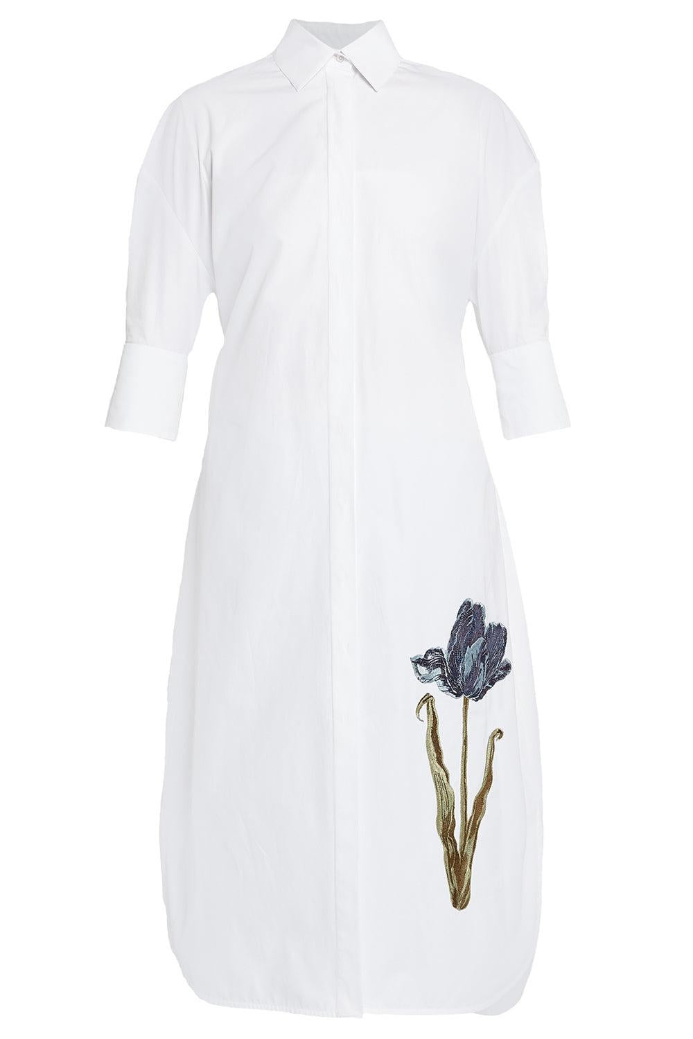 Long Sleeve Shirt Dress - White-WHITE-2-CLOTHINGDRESSCASUAL-ERDEM