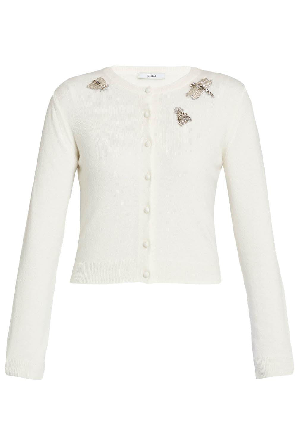 Embellished Crew Neck Cardigan-ALABASTER-XS-CLOTHINGTOPCARDIGAN-ERDEM
