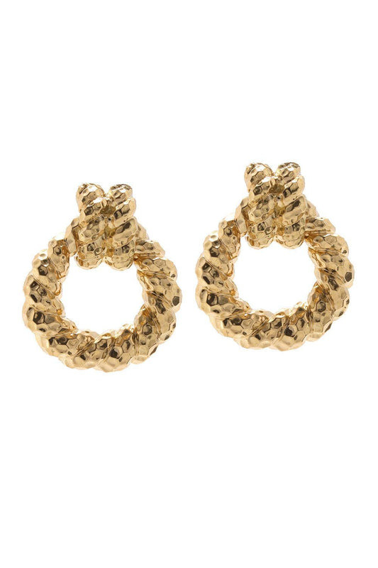 Small Rope Hammered Doorknocker Earrings-YELLOW GOLD-JEWELRYFINE JEWELEARRING-DAVID WEBB