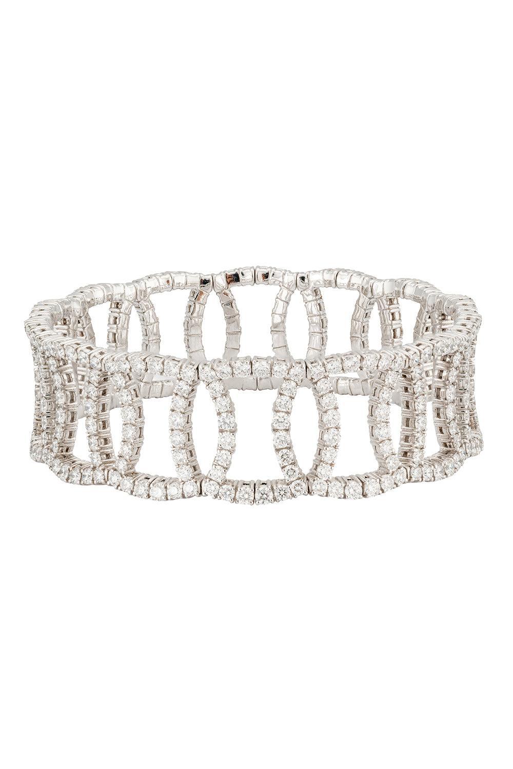 Diamond Overlap Stretch Bracelet-WHITE GOLD-JEWELRYFINE JEWELBRACELET O-ZYDO