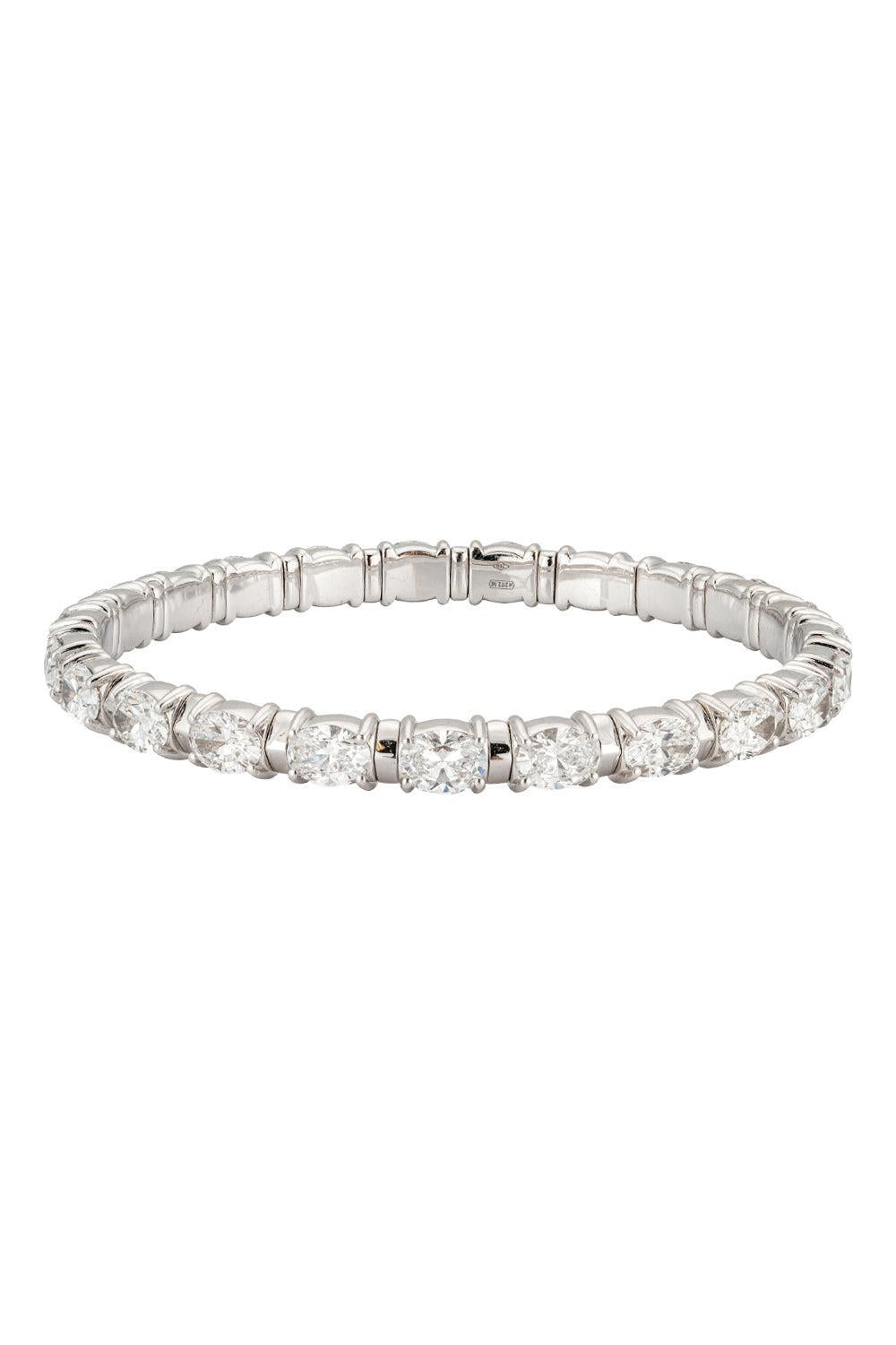 Diamond Oval Stretch Bracelet-WHITE GOLD-JEWELRYFINE JEWELBRACELET O-ZYDO