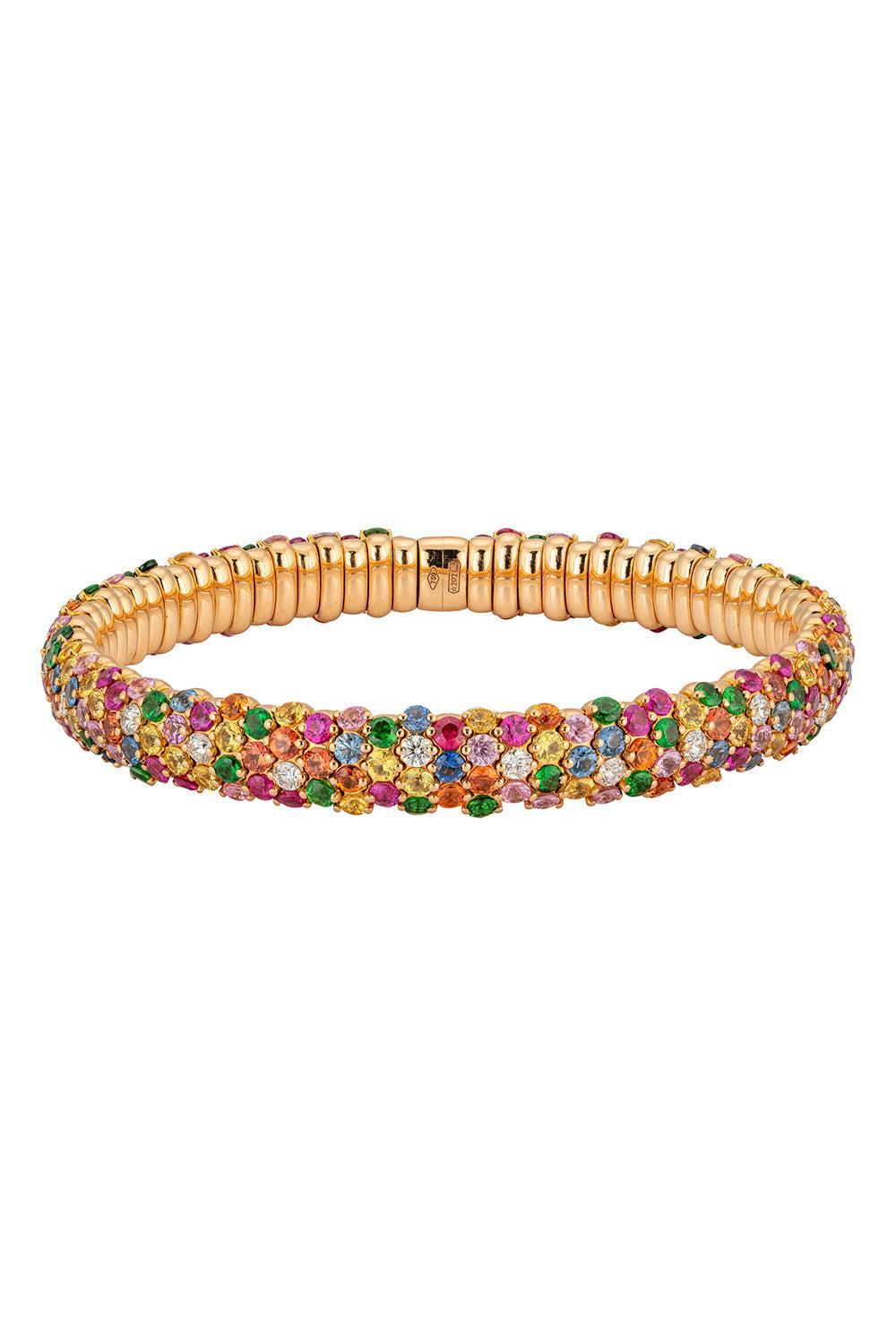 Multi Sapphire Stretch Bracelet-YELLOW GOLD-JEWELRYFINE JEWELBRACELET O-ZYDO