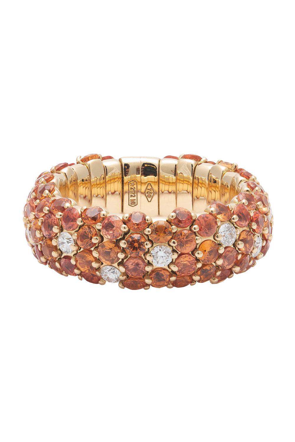 Orange Sapphire Diamond Stretch Ring-YELLOW GOLD-6-JEWELRYFINE JEWELRING-ZYDO