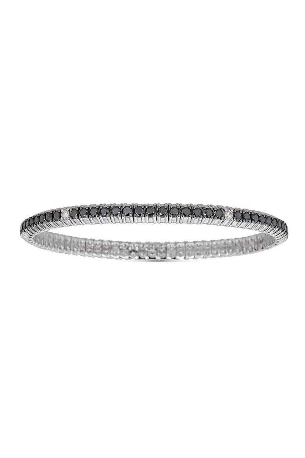 1 Row Black White Diamond Stretch Bracelet-WHITE GOLD-JEWELRYFINE JEWELBRACELET O-ZYDO