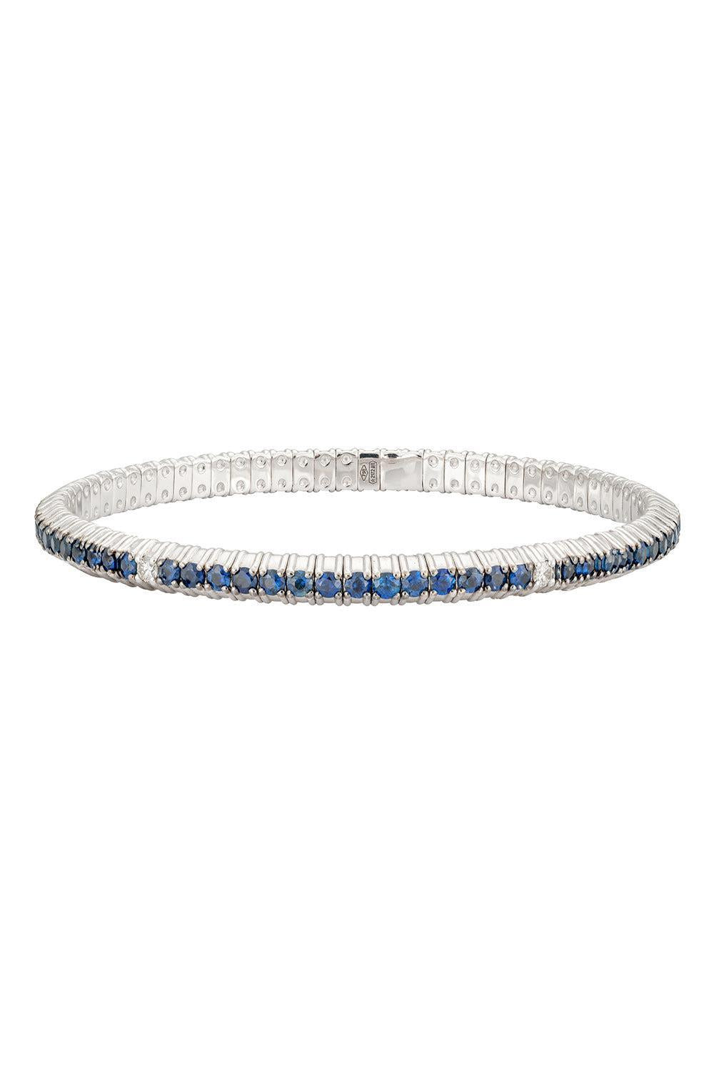 1 Row Blue Topaz Diamond Stretch Bracelet-WHITE GOLD-JEWELRYFINE JEWELBRACELET O-ZYDO