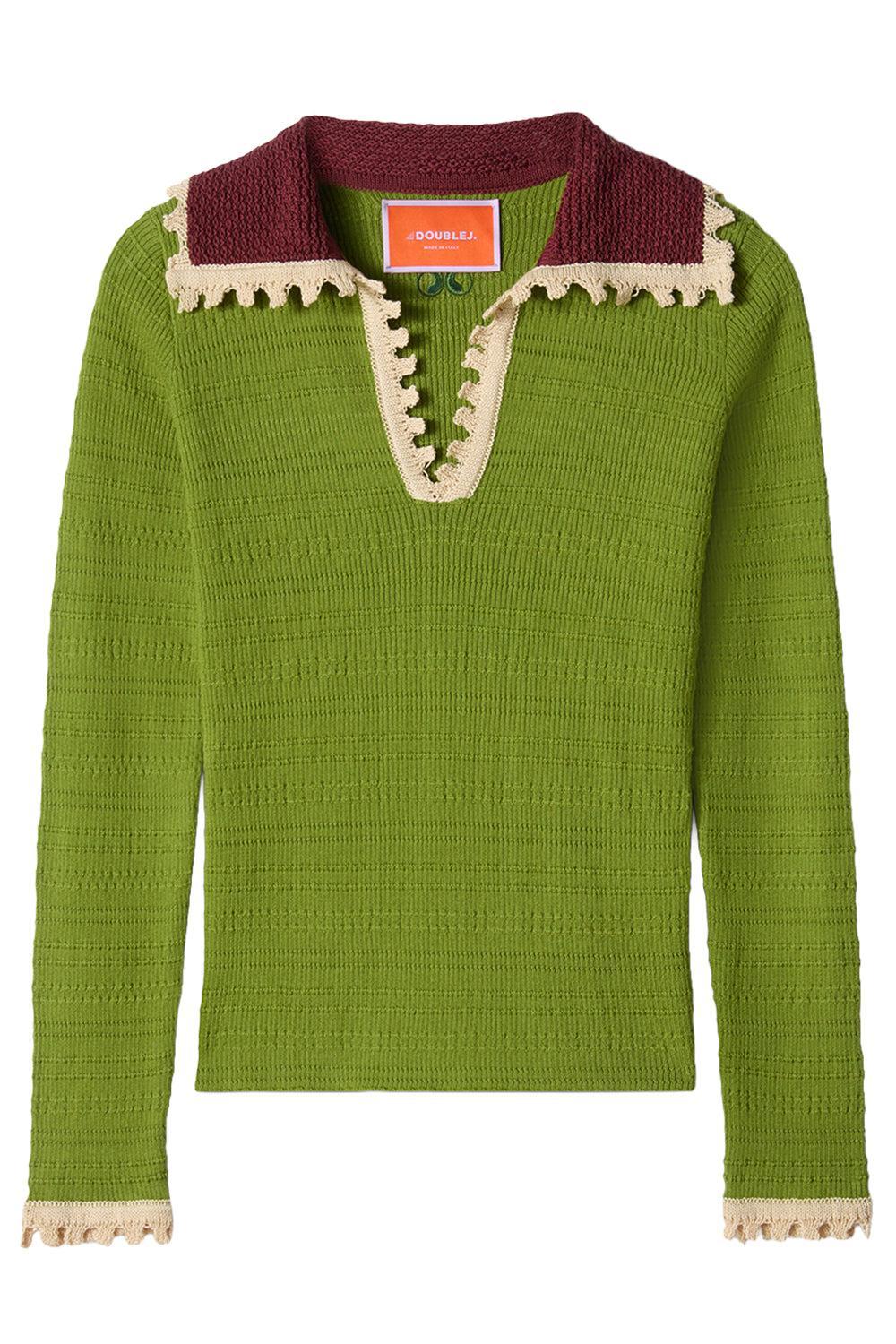  Picket Polo Jumper-GREEN-XS-CLOTHINGTOPSWEATER-LA DOUBLEJ 