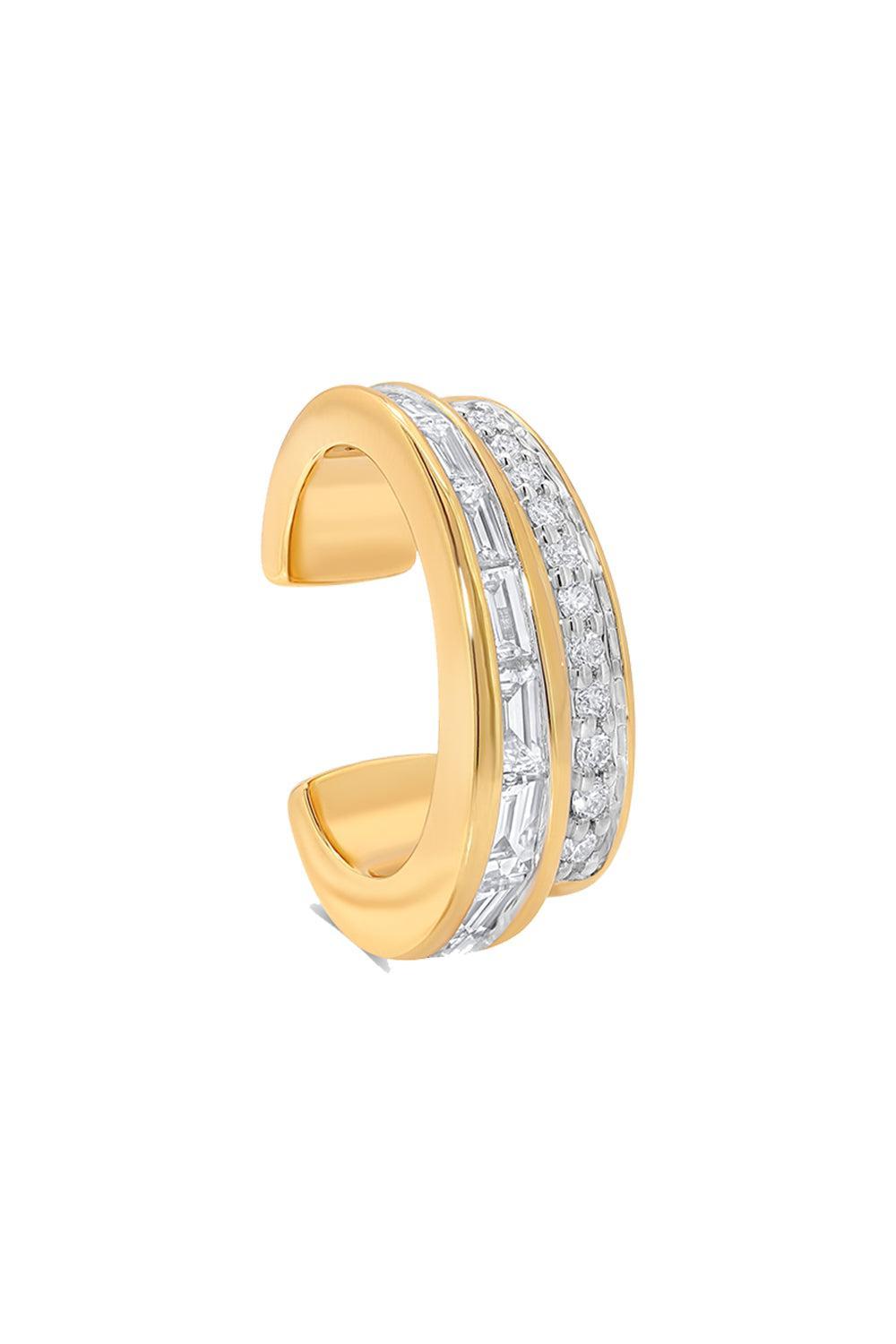 Diamond Papua Two Row Ear Cuff-YELLOW GOLD-JEWELRYFINE JEWELEARRING-SARA WEINSTOCK