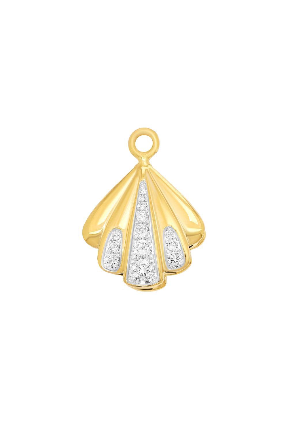 Diamond Petite Sea Shell Charm-YELLOW GOLD-JEWELRYFINE JEWELPENDANT-SARA WEINSTOCK