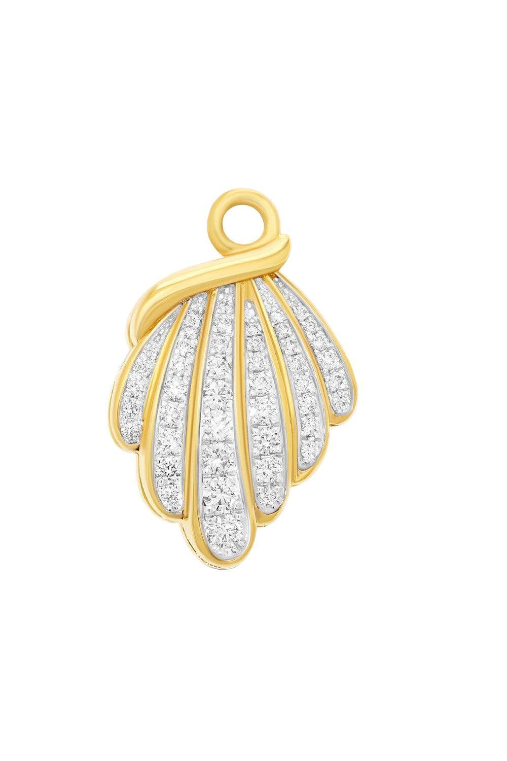 Diamond Sea Shell Charm-YELLOW GOLD-JEWELRYFINE JEWELPENDANT-SARA WEINSTOCK