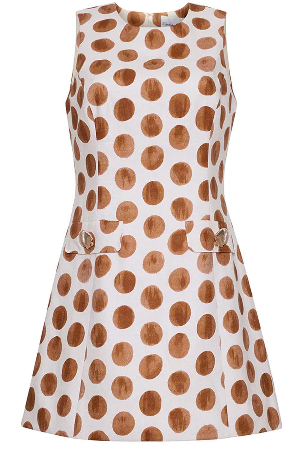 Posie Dress - Celeste Spot Ginger-CREAM-0-CLOTHINGDRESSCASUAL-CARA CARA