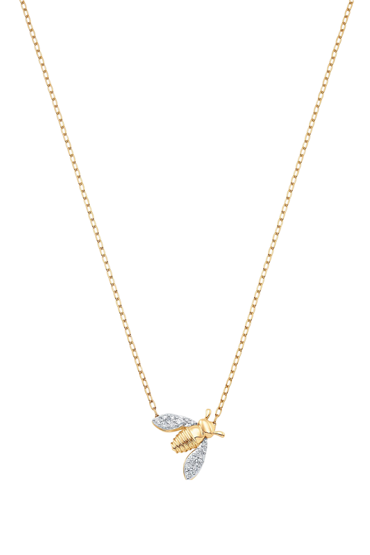 Diamond Large Queen Bee Necklace-YELLOW GOLD-16-JEWELRYFINE JEWELNECKLACE O-SARA WEINSTOCK