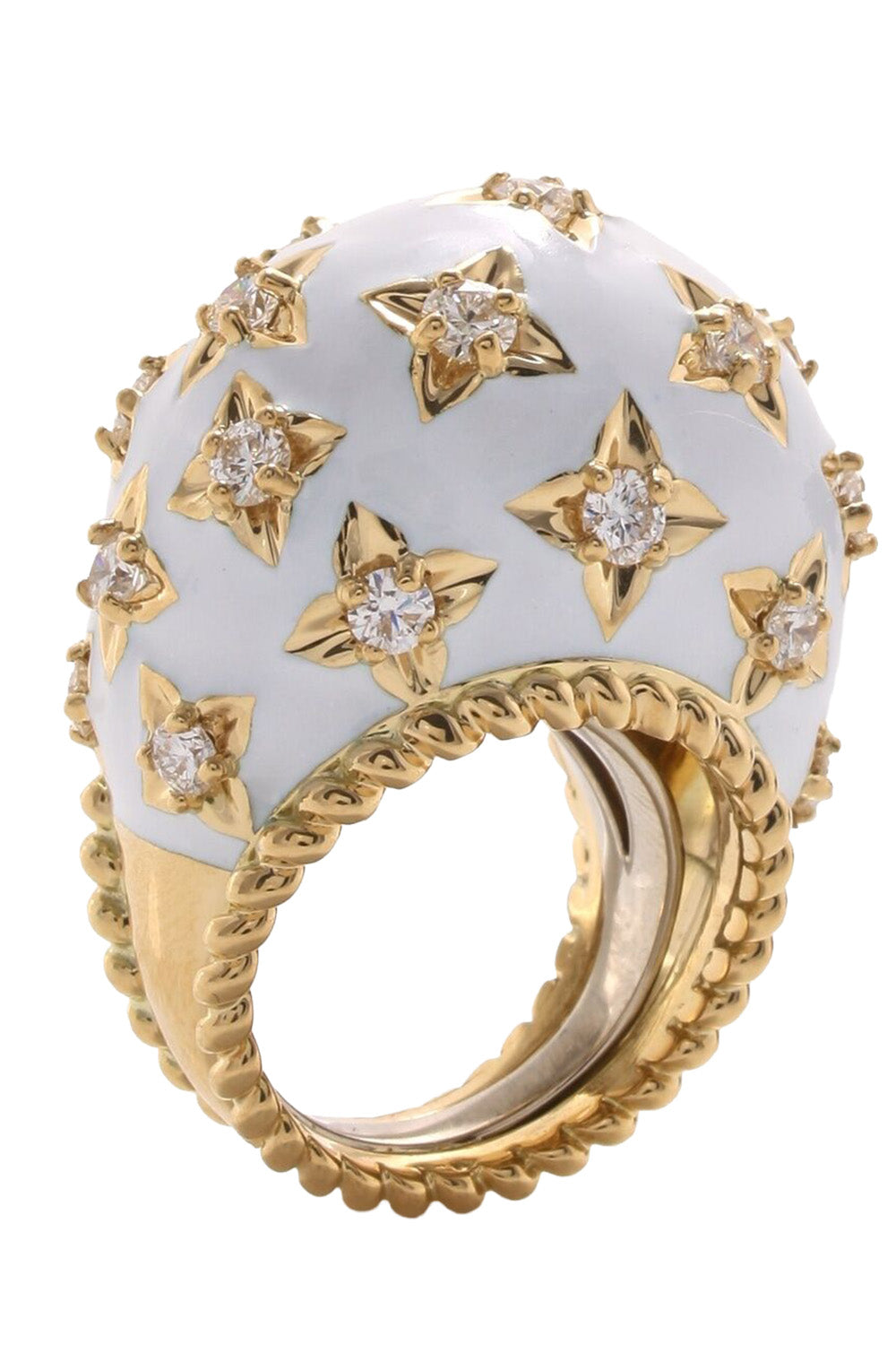 Diamond White Enamel Star Ring