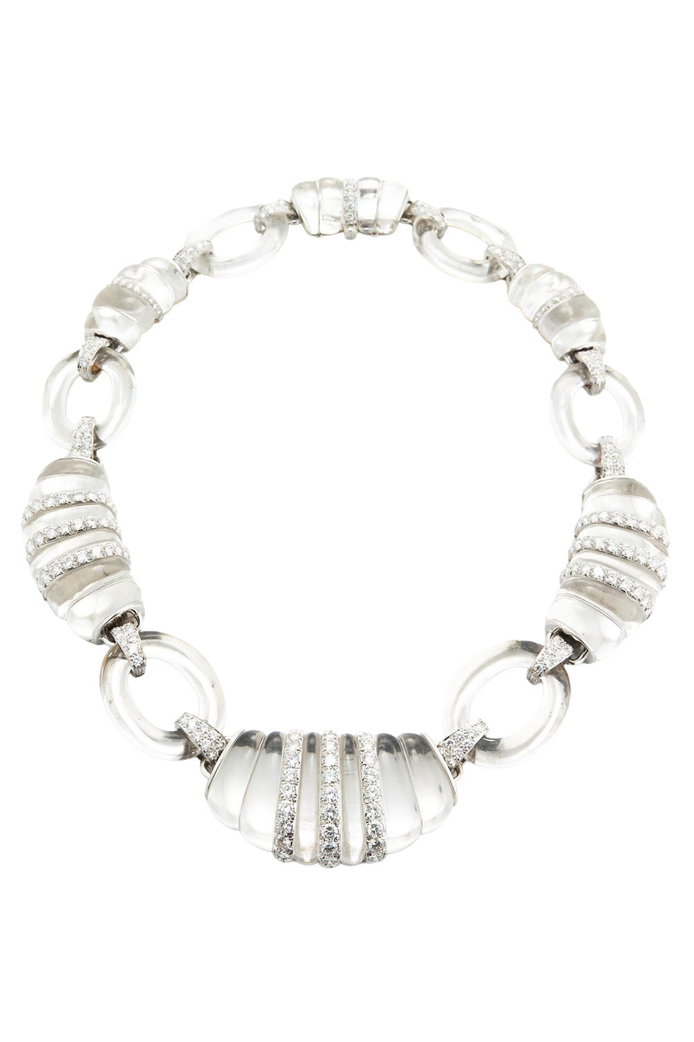Diamond Dinner Roll Rock Crystal Necklace