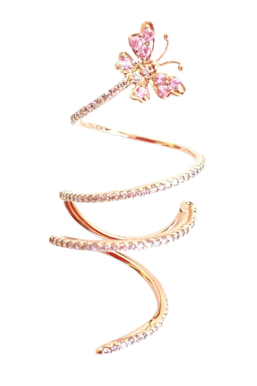 Pink Sapphire Butterfly Spiral Ring-ROSE GOLD-6.5-JEWELRYFINE JEWELRING-STEFERE