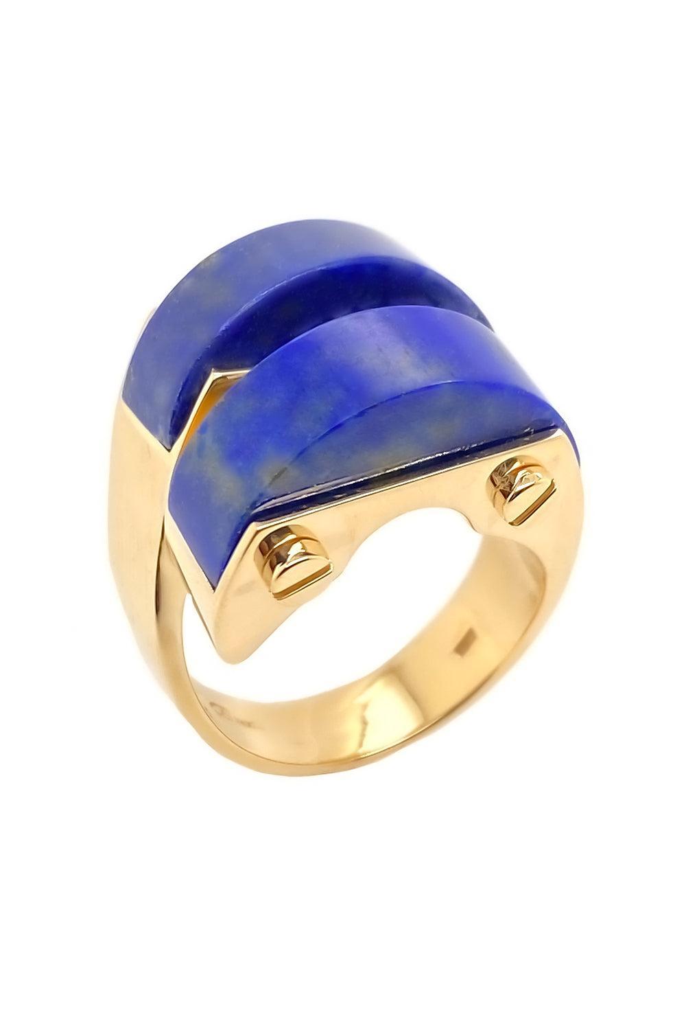 Lapis Doppio Arco Ring-YELLOW GOLD-JEWELRYFINE JEWELRING-ALETTO BROTHERS