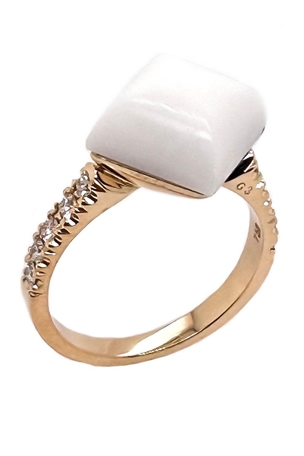 White Black Onyx Diamond Piramide Ring-YELLOW GOLD-JEWELRYFINE JEWELRING-ALETTO BROTHERS