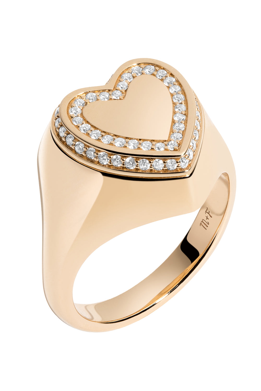 Diamond  Heart Locket Signet Ring