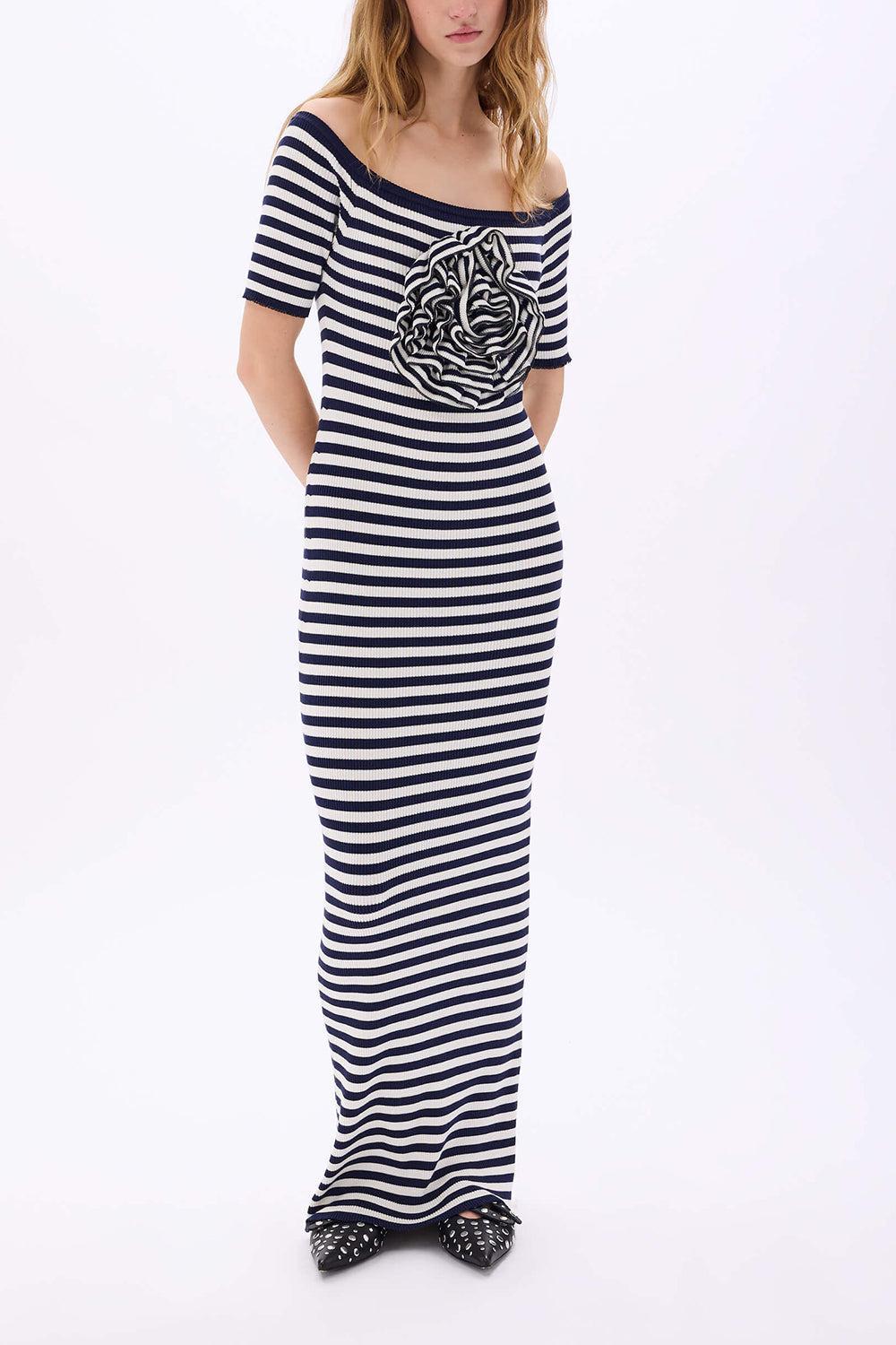 Wide Neck Stripe Dress-RBLNCBLE-XS-CLOTHINGDRESSCASUAL-SONIA RYKIEL