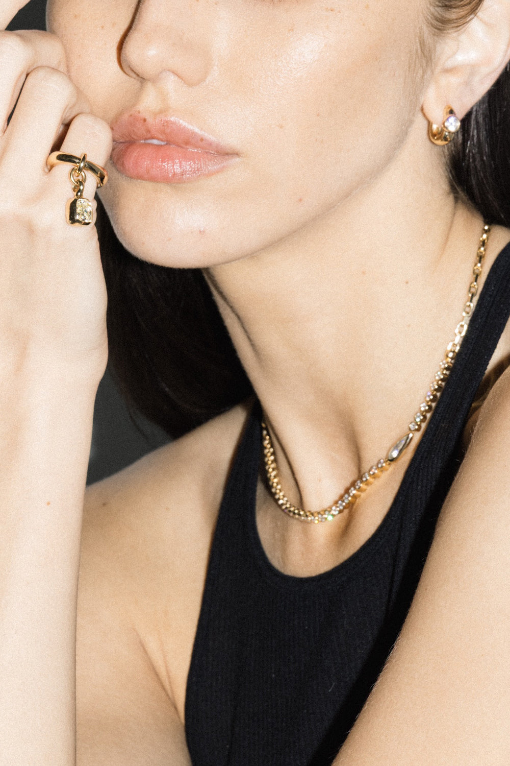 Diamond Carriage Ring Ear Cuff