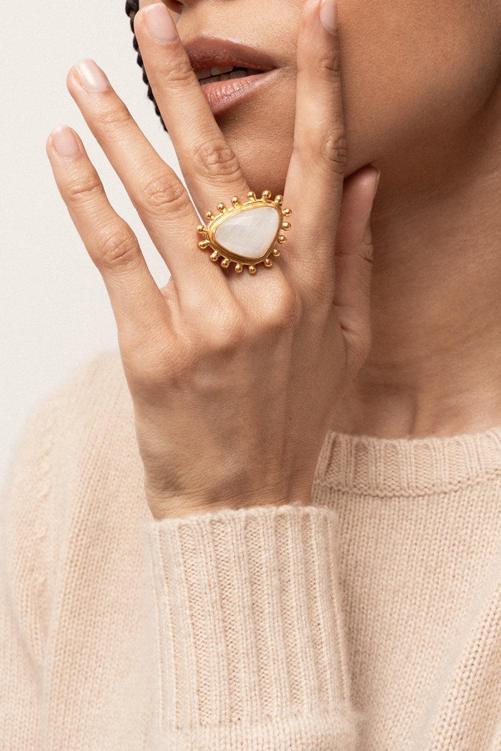Moonstone Dot Ring-YELLOW-6-JEWELRYBOUTIQUERING-SYLVIA TOLEDANO