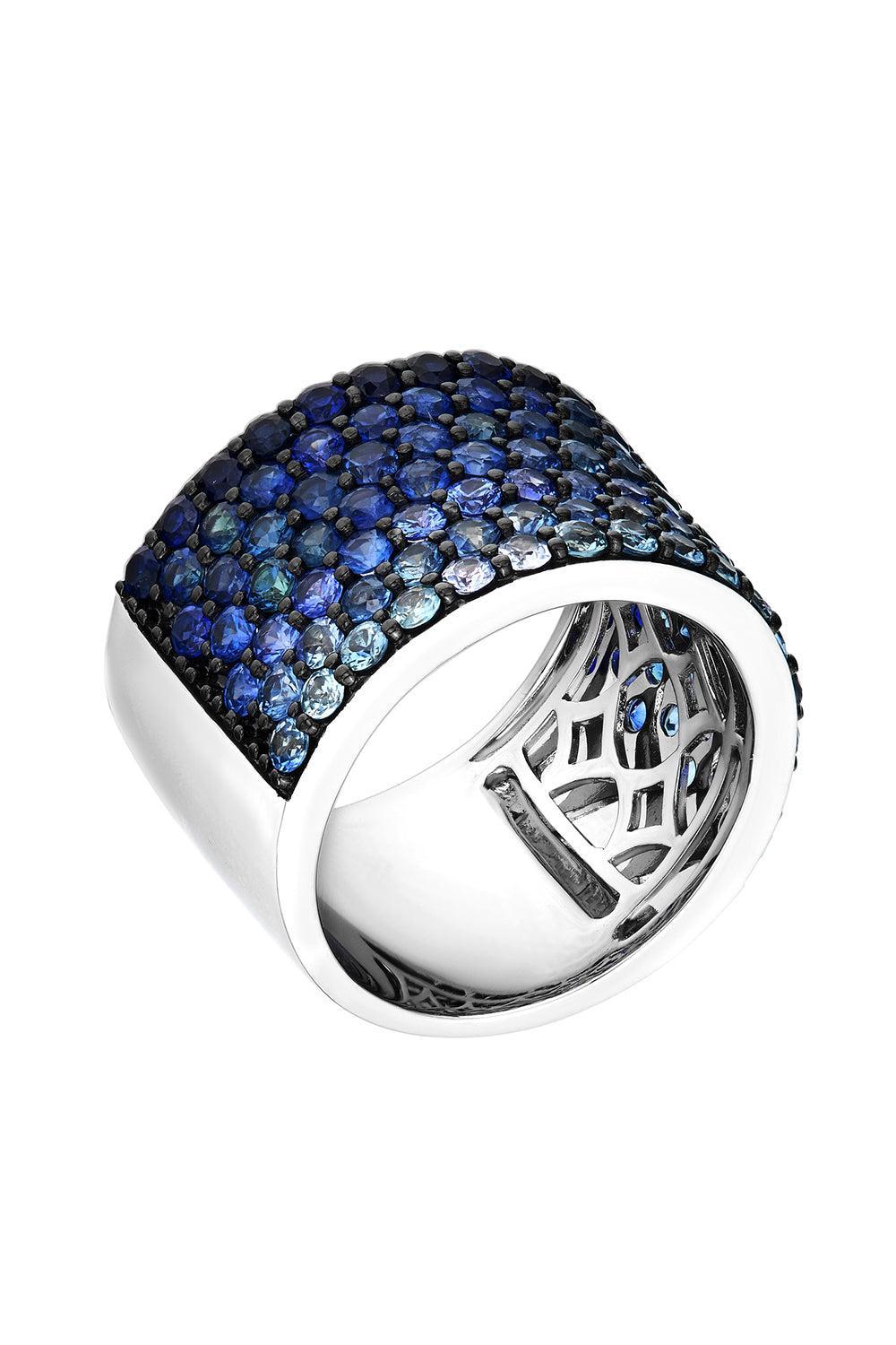 Blue Sapphire Ombre Cigar Ring-WHITE GOLD-6-JEWELRYFINE JEWELRING-RUCHI NEW YORK