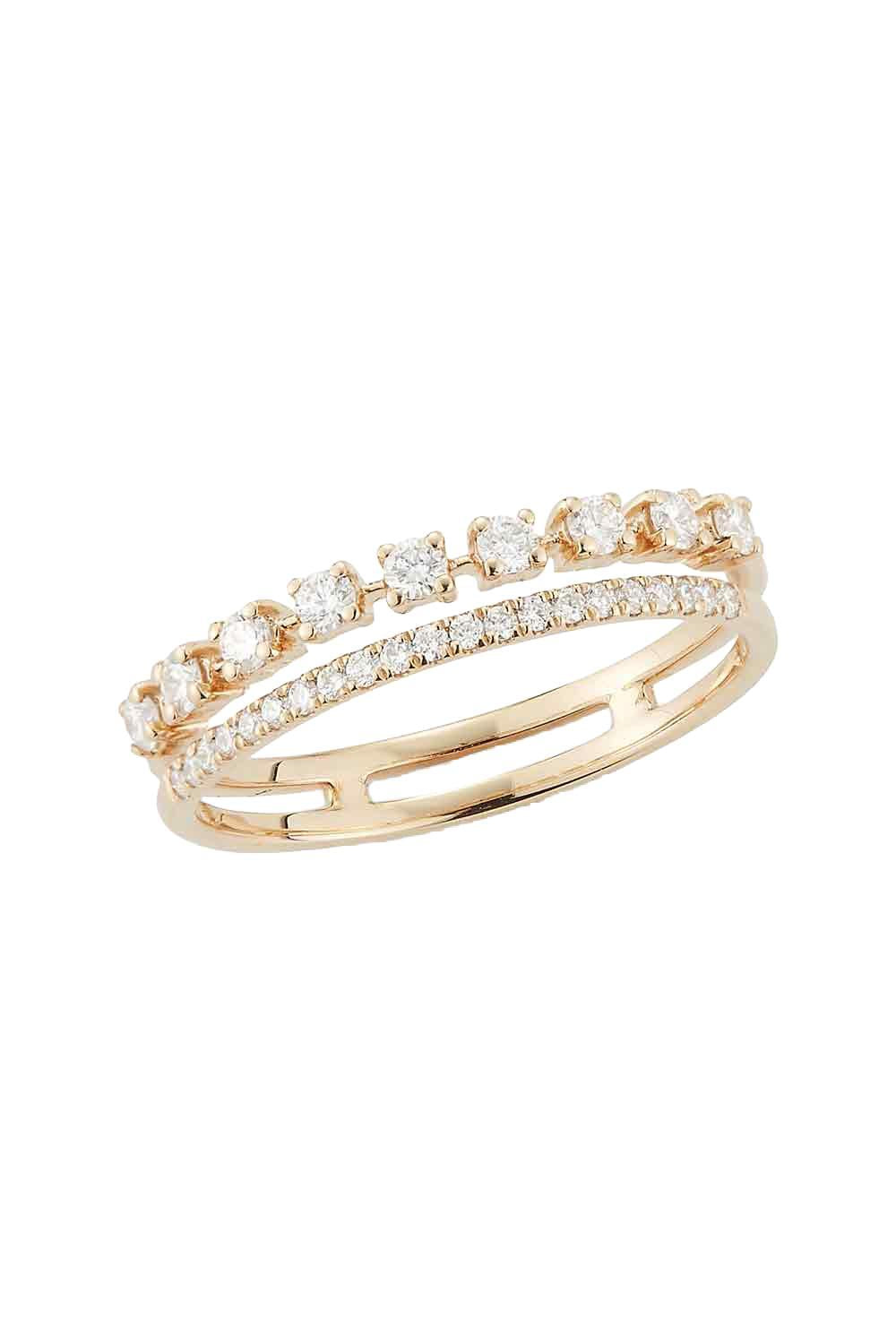 Diamond Ava Bea Double Row Ring-YELLOW GOLD-6-JEWELRYFINE JEWELRING-DANA REBECCA DESIGNS