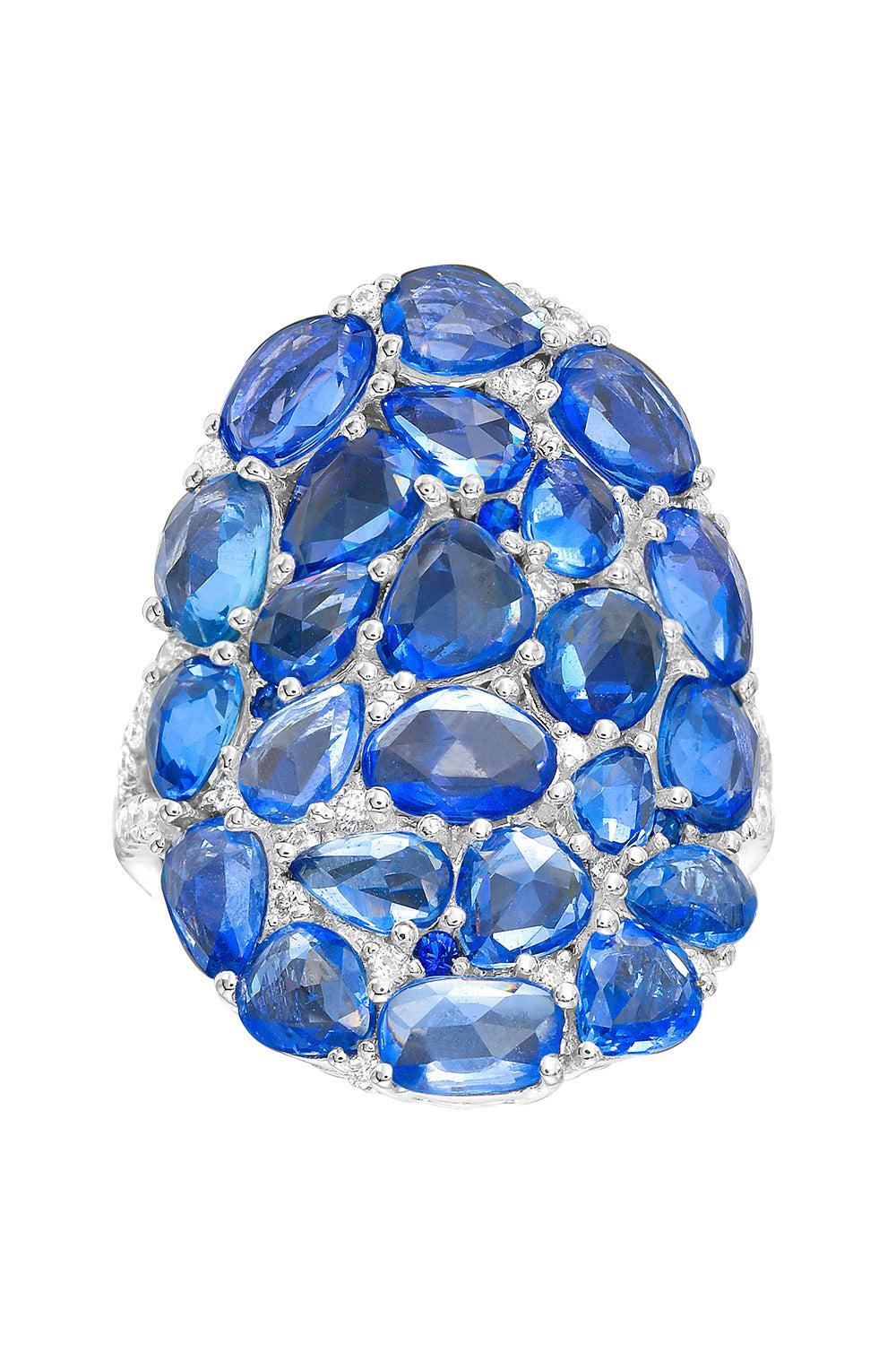 Blue Sapphire Midnight Dome Ring-WHITE GOLD-6.5-JEWELRYFINE JEWELRING-RUCHI NEW YORK