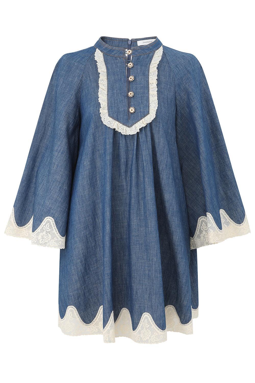 Awaken Denim Mini Dress-BLUE-0-CLOTHINGDRESSCASUAL-ZIMMERMANN