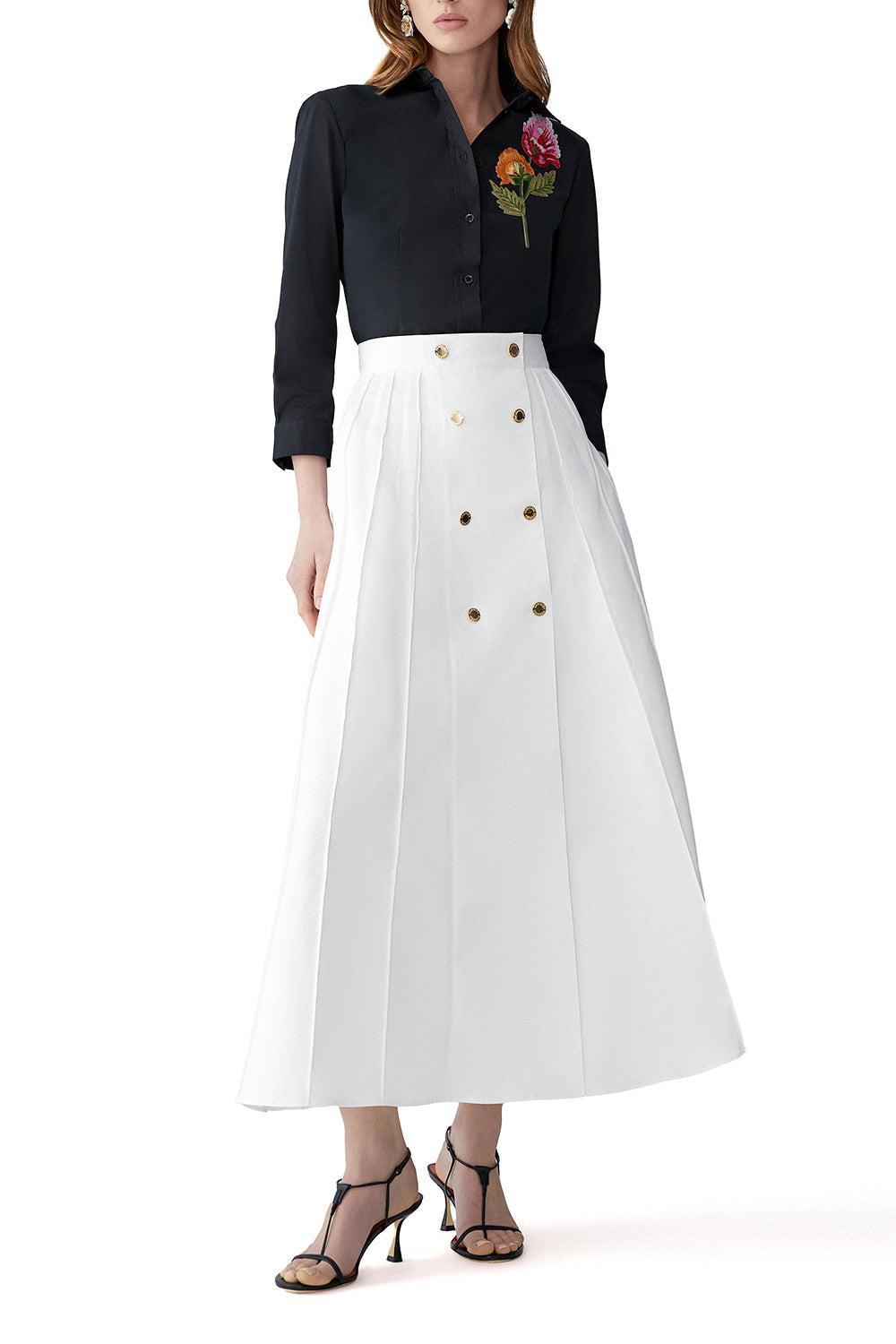 Button Midi Skirt-WHITE-2-CLOTHINGSKIRTMIDI-CAROLINA HERRERA