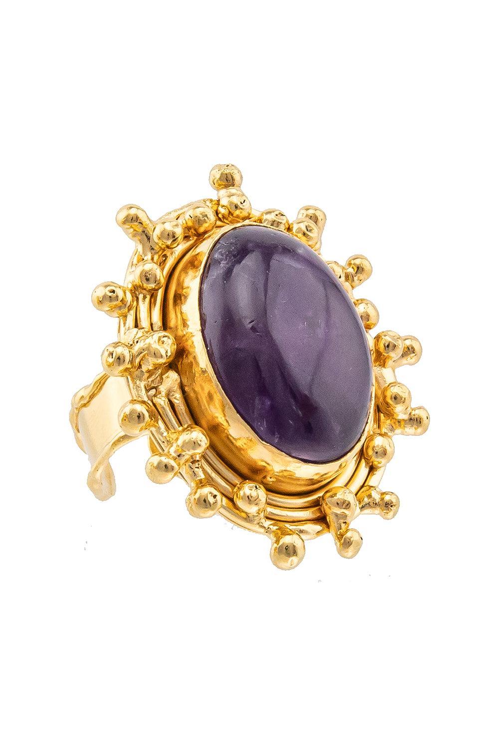 Amethyst Stone Dot Ring-YELLOW-6-JEWELRYBOUTIQUERING-SYLVIA TOLEDANO