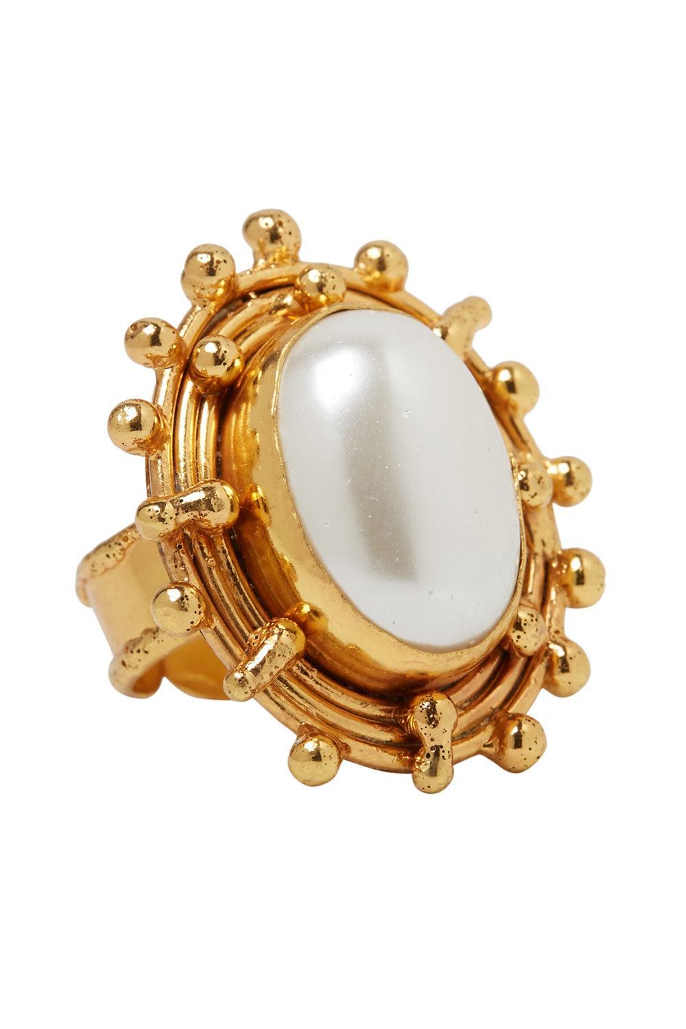 Pearl Stone Dot Ring-YELLOW-6-JEWELRYBOUTIQUERING-SYLVIA TOLEDANO