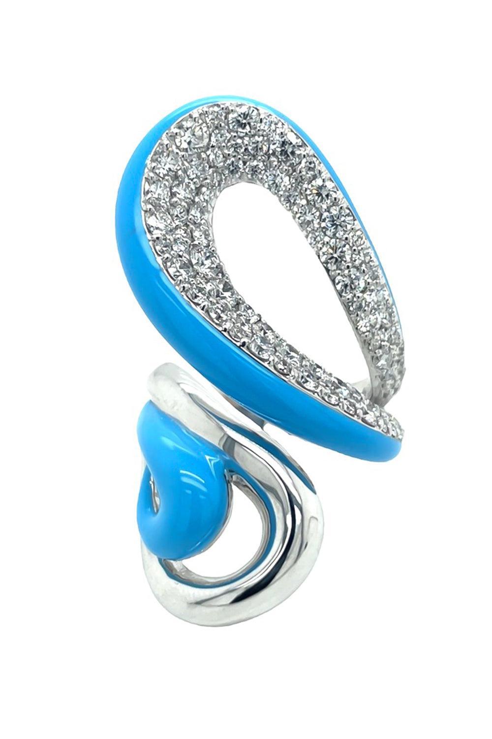 Turquoise Diamond Twist Ring-WHITE GOLD-6-JEWELRYFINE JEWELRING-PIRANESI