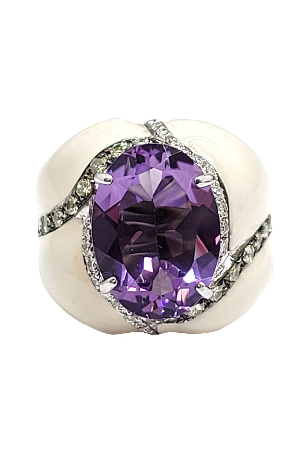 Diamond Amethyst White Ring-SILVER-7-JEWELRYFINE JEWELRING-ANDREOLI