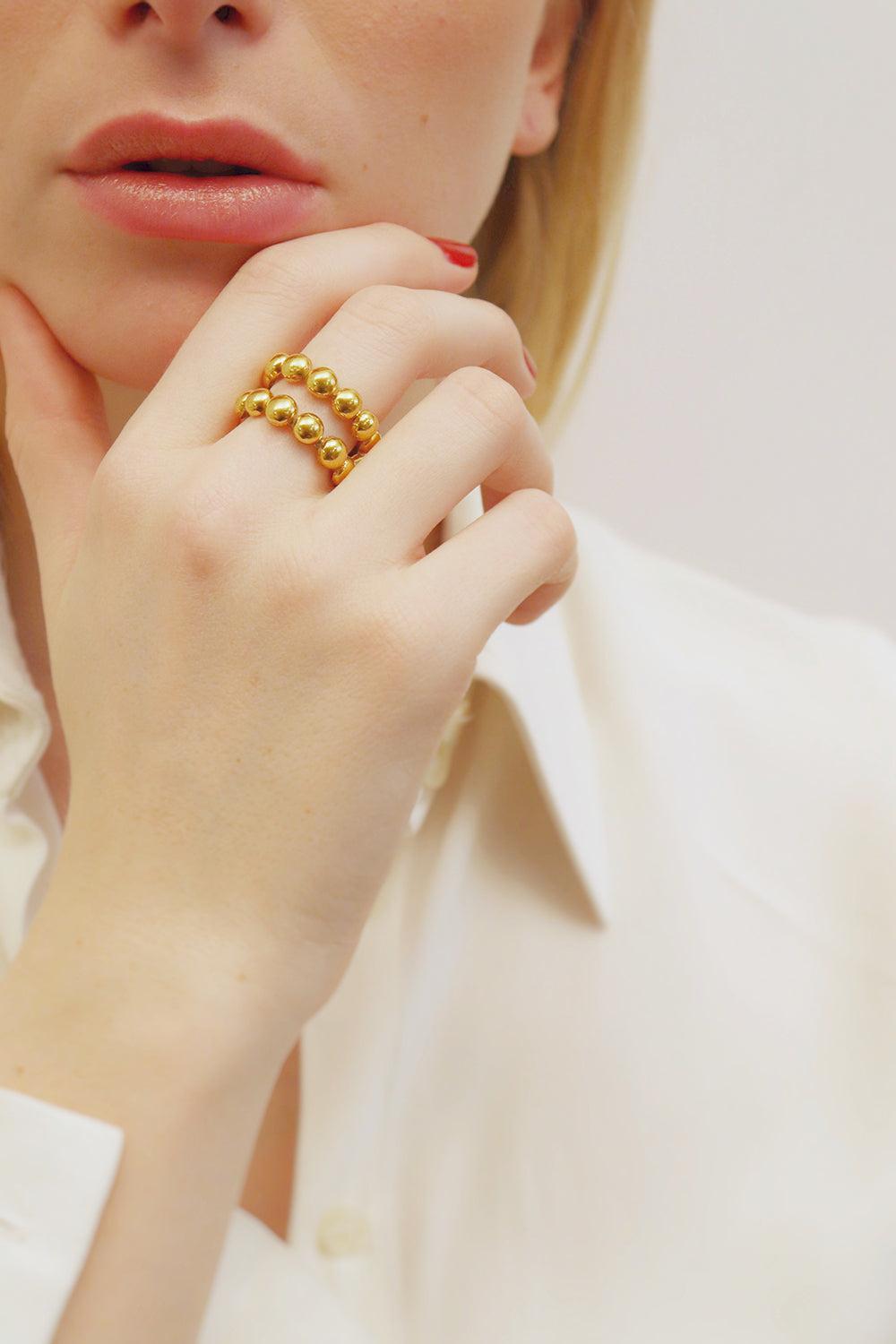 Dots Double Ring-YELLOW-6.5-JEWELRYBOUTIQUERING-SYLVIA TOLEDANO