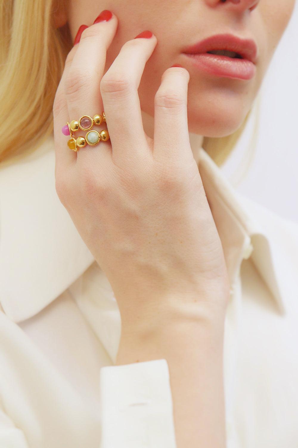 Orange Dots Double Ring-MULTI-7-JEWELRYBOUTIQUERING-SYLVIA TOLEDANO